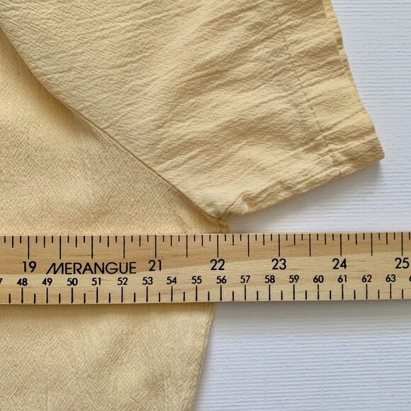 Vintage Butter Yellow Camp Collar Button Up Short Sleeve Shirt Prep Coastal Boho - Picture 8 of 11